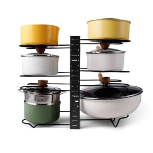 Adjustable Pot Rack Organizer, Kitchen Cabinet Storage for Pots, Pans, Lids & Bakeware
