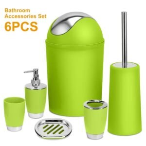 6-Piece Bathroom Accessory Set with Soap Dispenser, Toothbrush Holder, Tumbler & Vanity Tray
