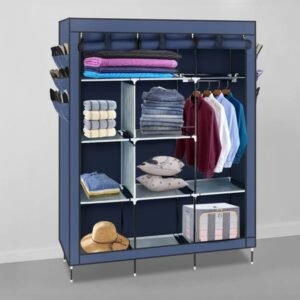 4ft Portable Closet Organizer, Compact Wardrobe Storage with Shelves & Hanging Rod