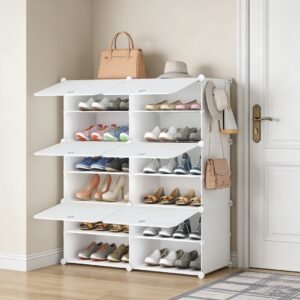 6-Tier Shoe Storage Cabinet with Door, Freestanding Entryway Shoe Organizer