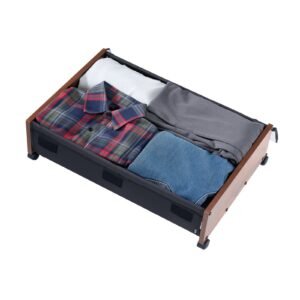 Under Bed Storage with Wheels & Lockable Casters, Rolling Underbed Storage Bin for Clothes & Shoes