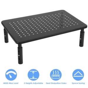 Monitor Stand Riser, 3 Height Adjustable Desk Stand for Laptop, PC & Printer