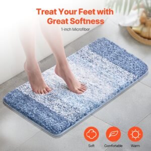 Bathroom Rug Non-Slip, Soft Absorbent Machine Washable Bath Mat for Shower & Tub