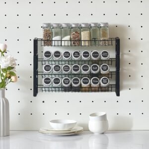 Spice Rack Organizer for Cabinet & Countertop, Tiered Kitchen Seasoning Shelf