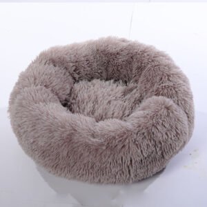 Calming Donut Dog Bed, Anti-Anxiety Plush Faux Fur Cuddler for Dogs & Cats, Machine Washable