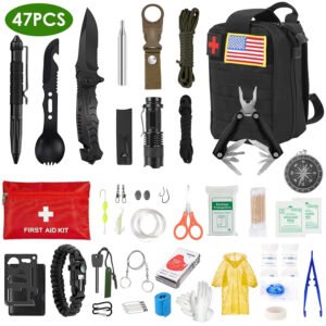 47-Piece Emergency Survival Kit, Compact EDC Gear with First Aid Supplies & Tactical Tools