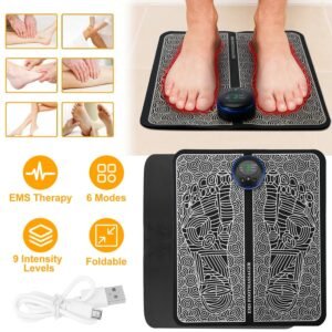 Electric Foot Massage Pad, EMS Stimulator Mat for Circulation & Pain Relief, 6 Modes