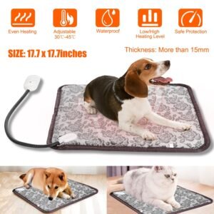 Pet Heating Pad Waterproof, Electric Warming Mat for Dogs & Cats with Adjustable Temperature & Auto Shut-Off