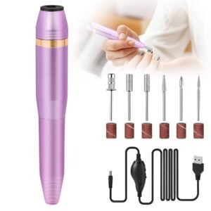 Professional Electric Nail Drill Kit, Portable USB Rechargeable Nail File for Acrylic Gel Nails, Manicure & Pedicure