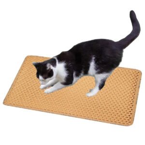 Double Layer Cat Litter Mat, Honeycomb Trapping Pad Waterproof Non-Slip Scatter Control for Litter Box