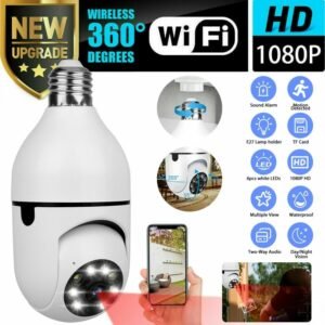 WiFi Light Bulb Security Camera, 1080P 360° Indoor Outdoor Home Security Cam with Motion Detection