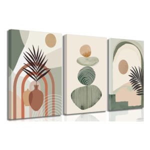 3-Piece Boho Wall Art Canvas Set, Bohemian Abstract Prints for Living Room & Bedroom Décor