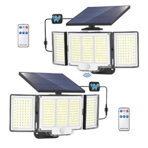 Solar motion sensor light - Solar Triple-Head Motion Sensor Security Light with Remote Control, Outdoor LED Wall Light